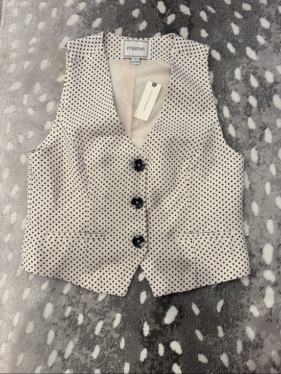 Anthropologie Tops - Anthropologie Maeve Cream Polka Dot Vest with Black Dots